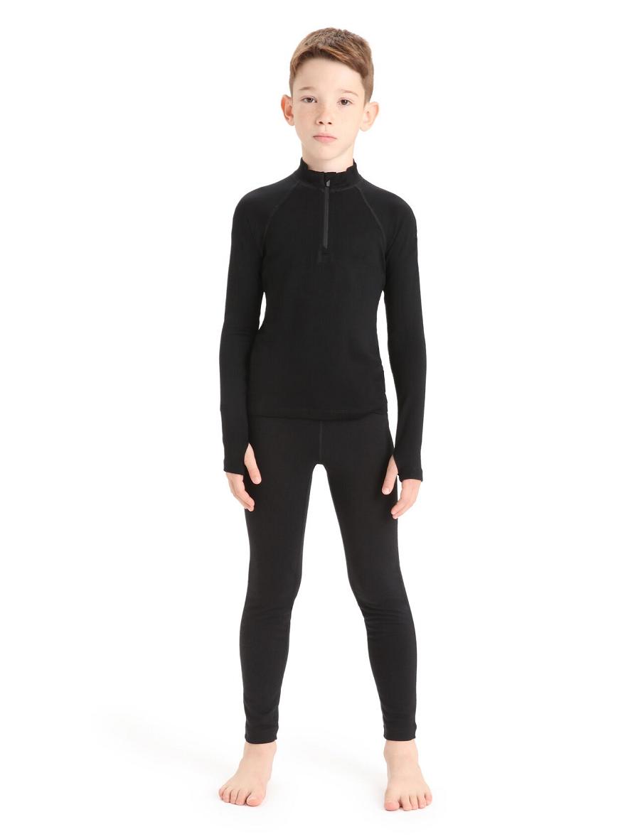 Black Kids' Icebreaker Merino 260 Tech Half Zip Thermal Top Long Sleeve | USA 1941FDNM